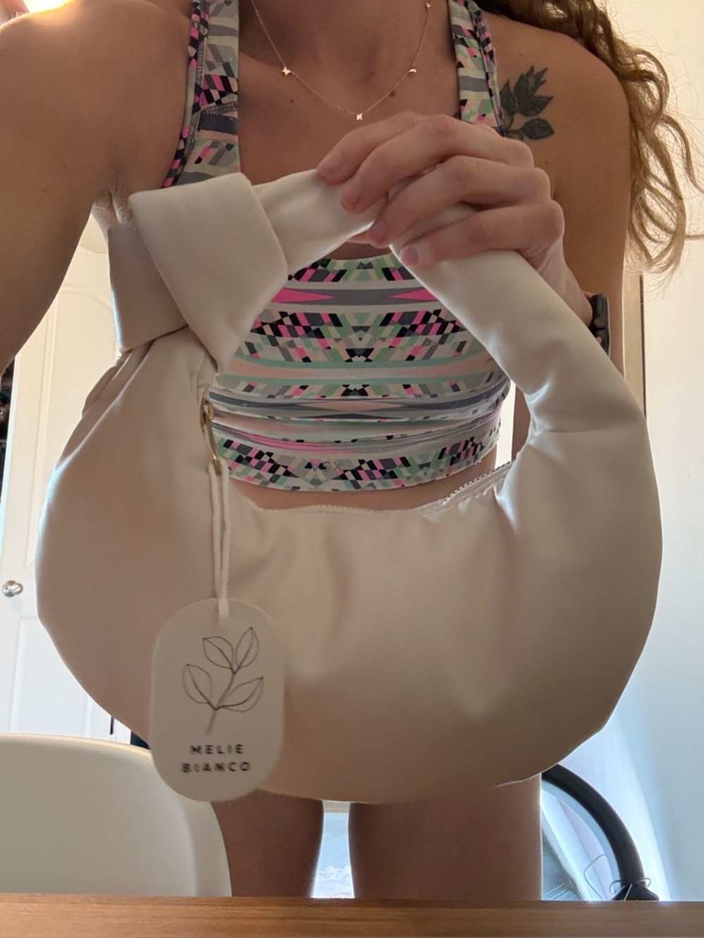 Melie Biianco Cream Knotted Handle Hobo Bag - Picture 5 of 5